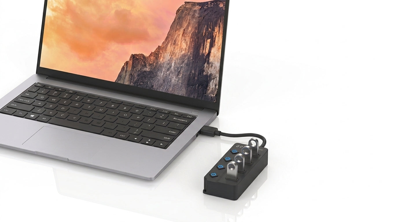 Onten OTN-5301 USB Male to 4-Port USB Female Hub – Black