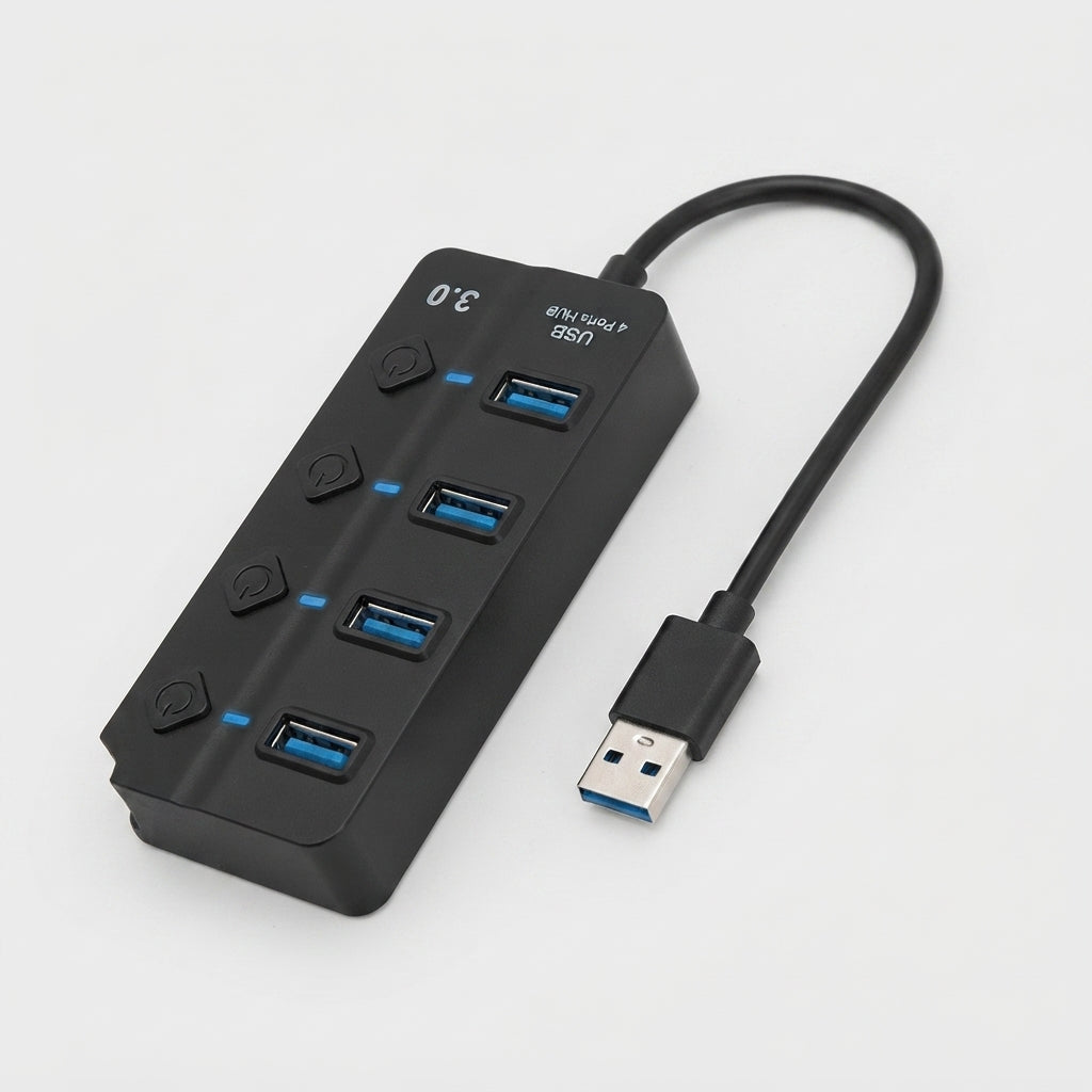 Onten OTN-5301 USB Male to 4-Port USB Female Hub – Black