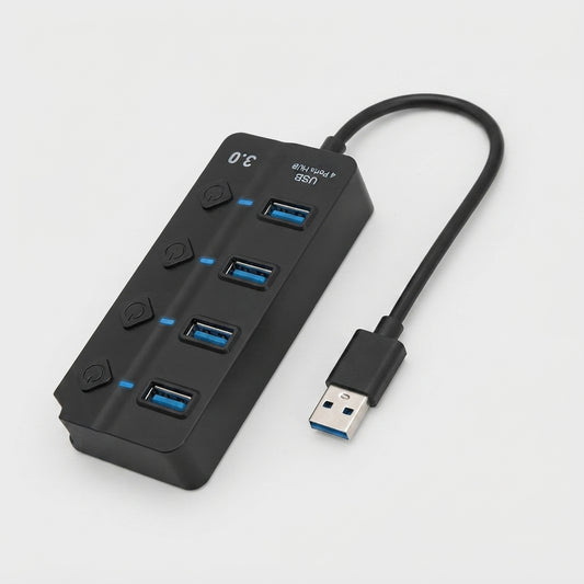 Onten OTN-5301 USB Male to 4-Port USB Female Hub – Black