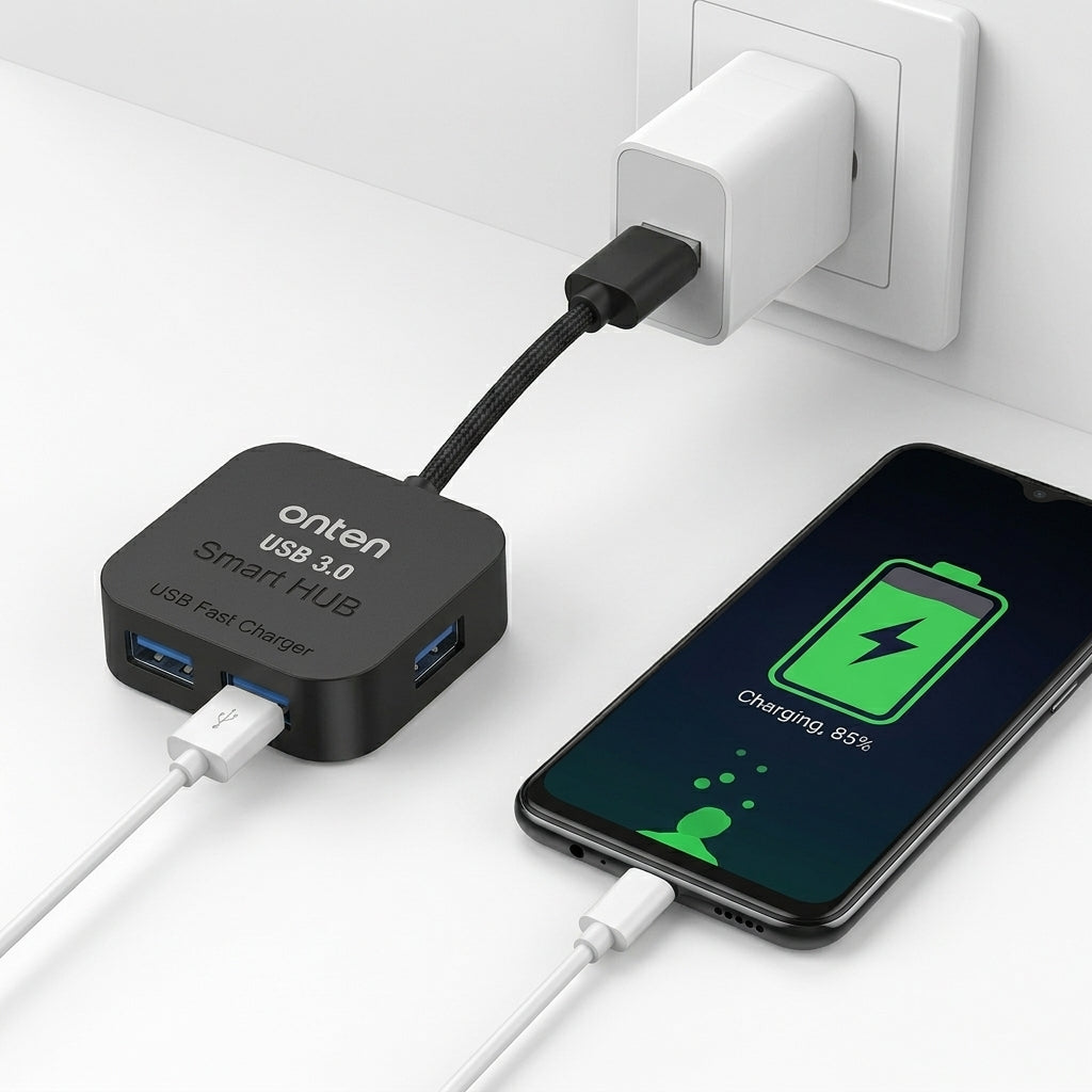 Onten OTN-35210 4-Ports Smart USB3.0 Fast Charger Hub (5V/2A)