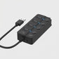 Onten OTN-5301 USB Male to 4-Port USB Female Hub – Black
