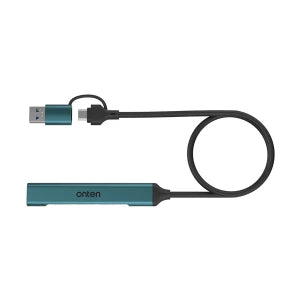 Onten OTN-UCA9705 Type-C & USB Male to Tri USB, SD & TF Female Crystal Teal Converter