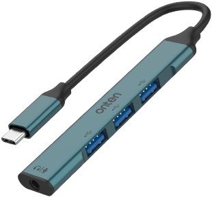 Onten 9706 USB C to 3.5mm Jack Adapter with USB 3 Port Hub